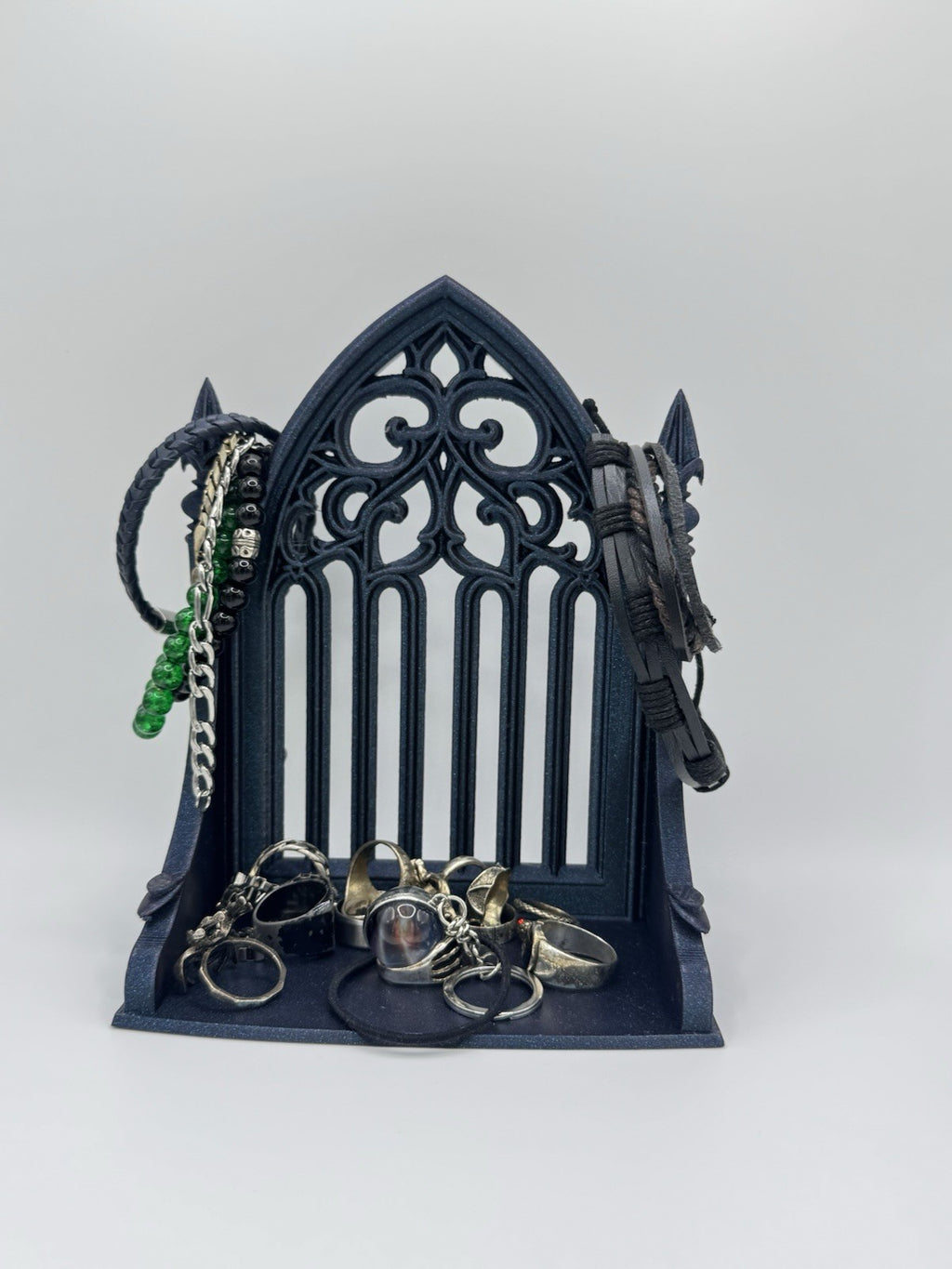 Gothic Galaxy Black Jewelry Stand | Cathedral Style Ring & Bracelet Holder Decor