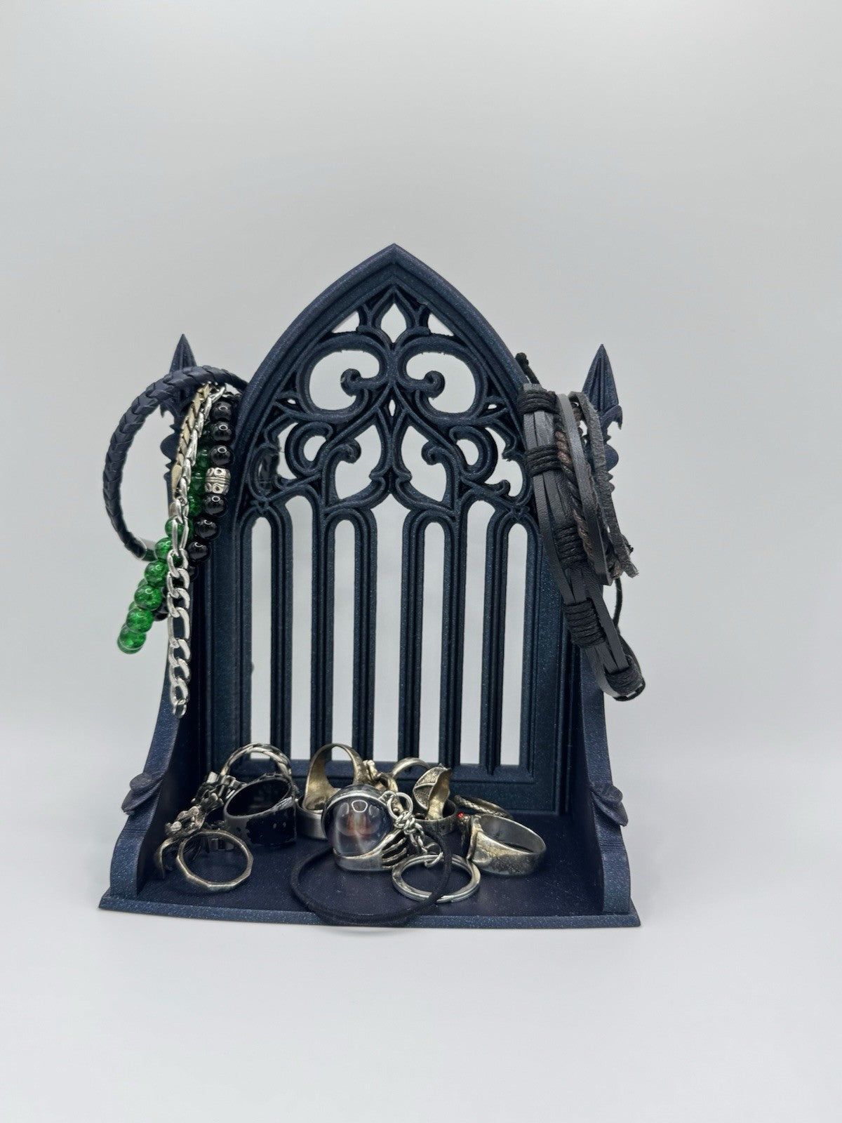 Gothic Galaxy Black Jewelry Stand | Cathedral Style Ring & Bracelet Holder Decor