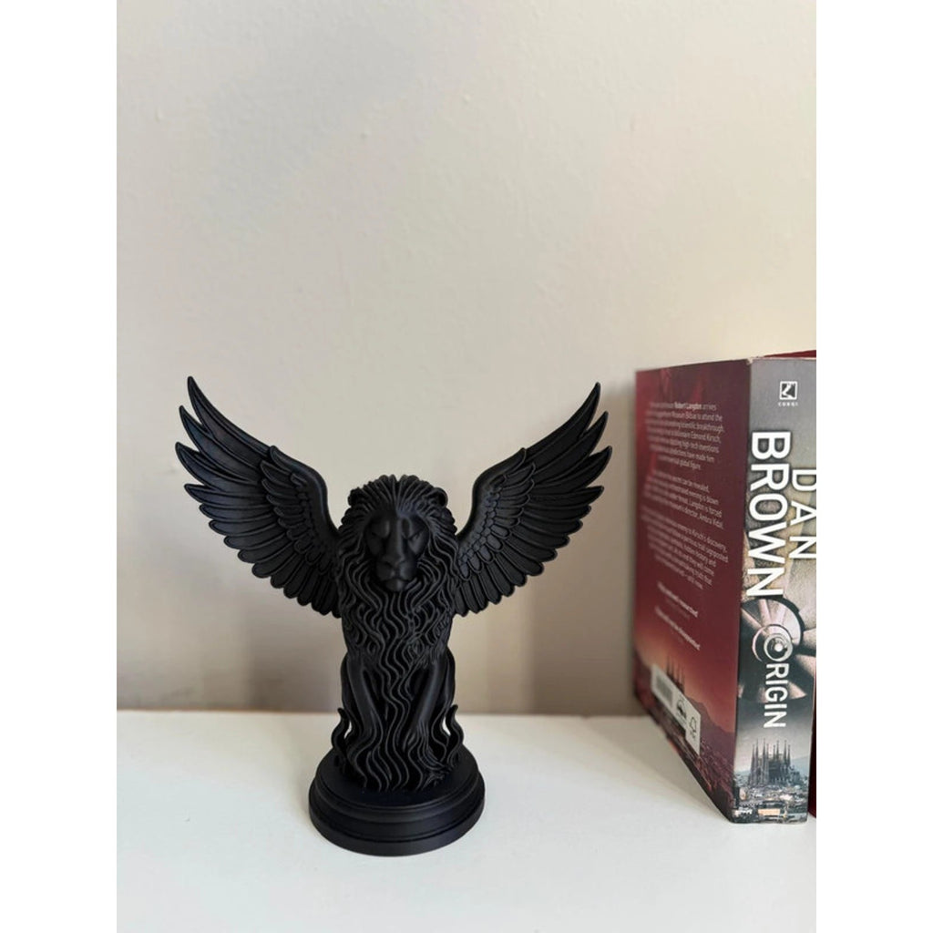 Gothic High Detail Winged Lion Statue – Majestic Mythical Decor - Fantasy decor.