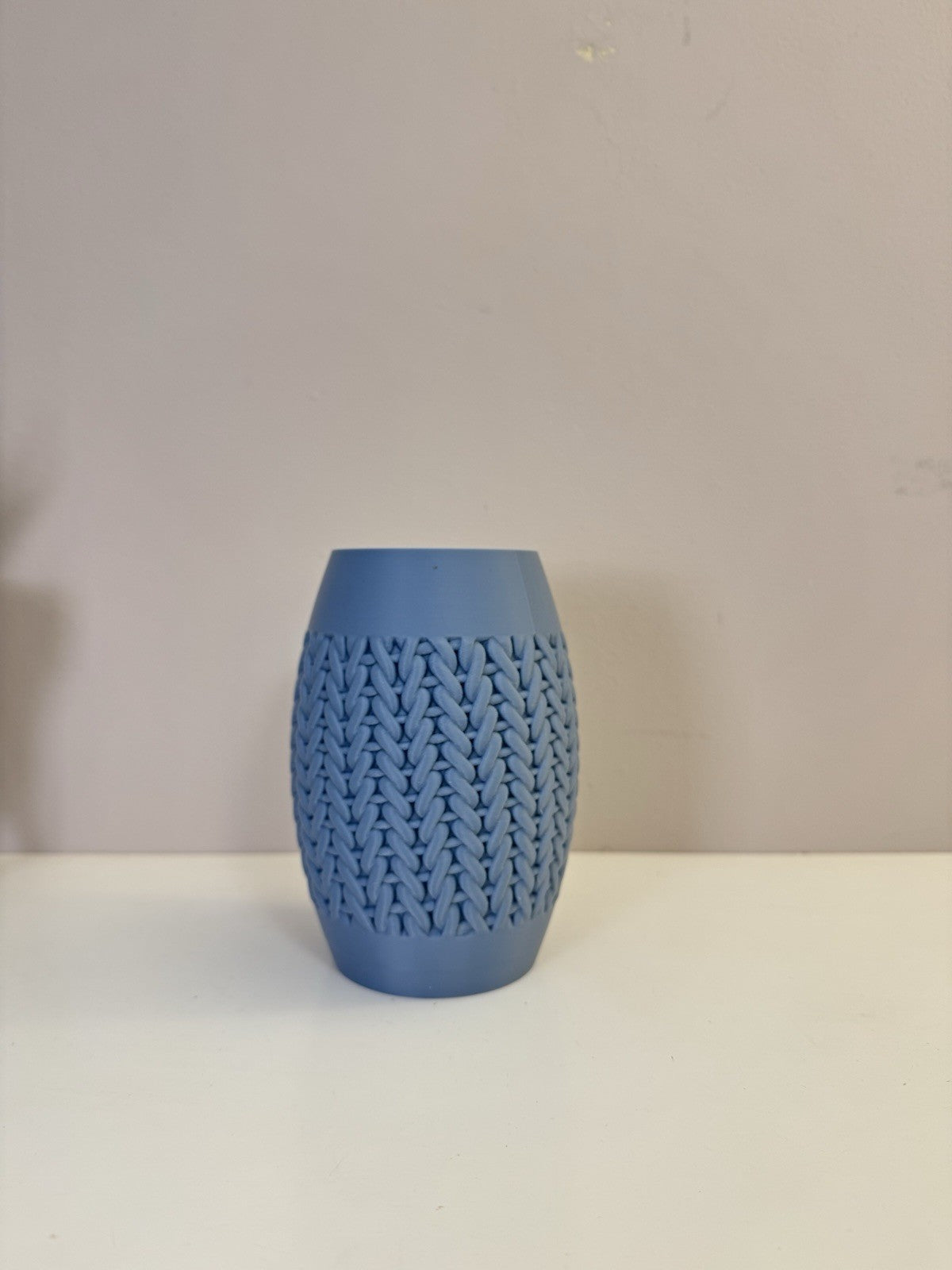 Blue Textured Knit-Pattern Vase – Modern Decorative Dry Flower Holder Home Decor