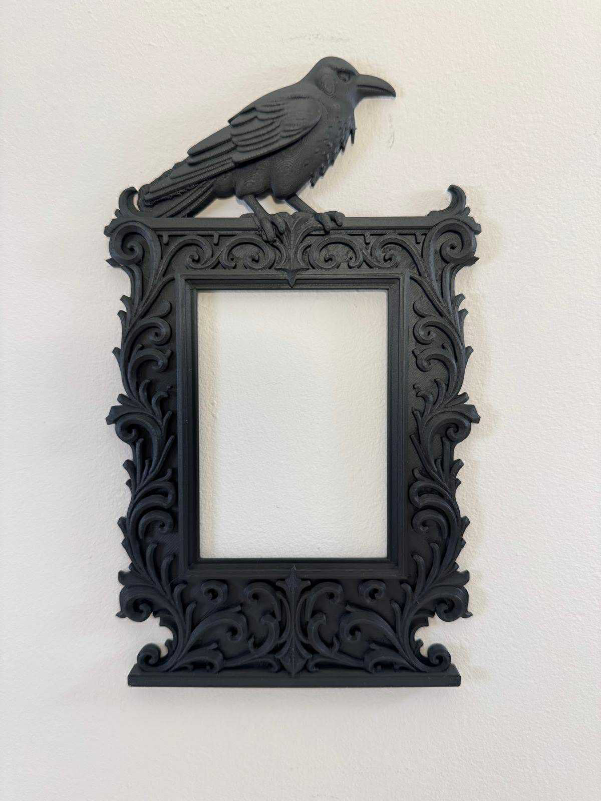 Gothic Raven Picture Frame | Dark Aesthetic Photo Frame | Crow Wall Decor | Vict