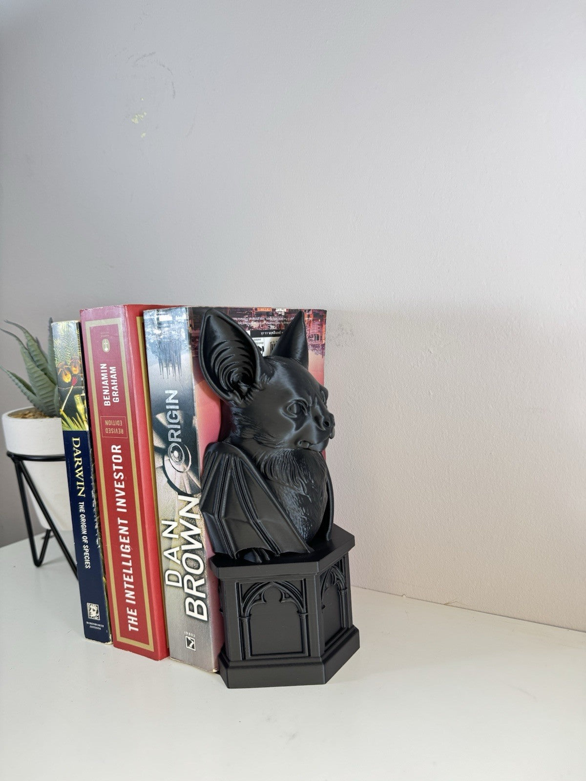Gothic Bat Black Book Nook Bookend | Dark Fantasy Shelf Decor |  Home Decor