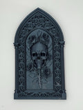 Gothic Skull & Roses Wall Plaque Galaxy Black – Skull Rose Art Panel Home Decor