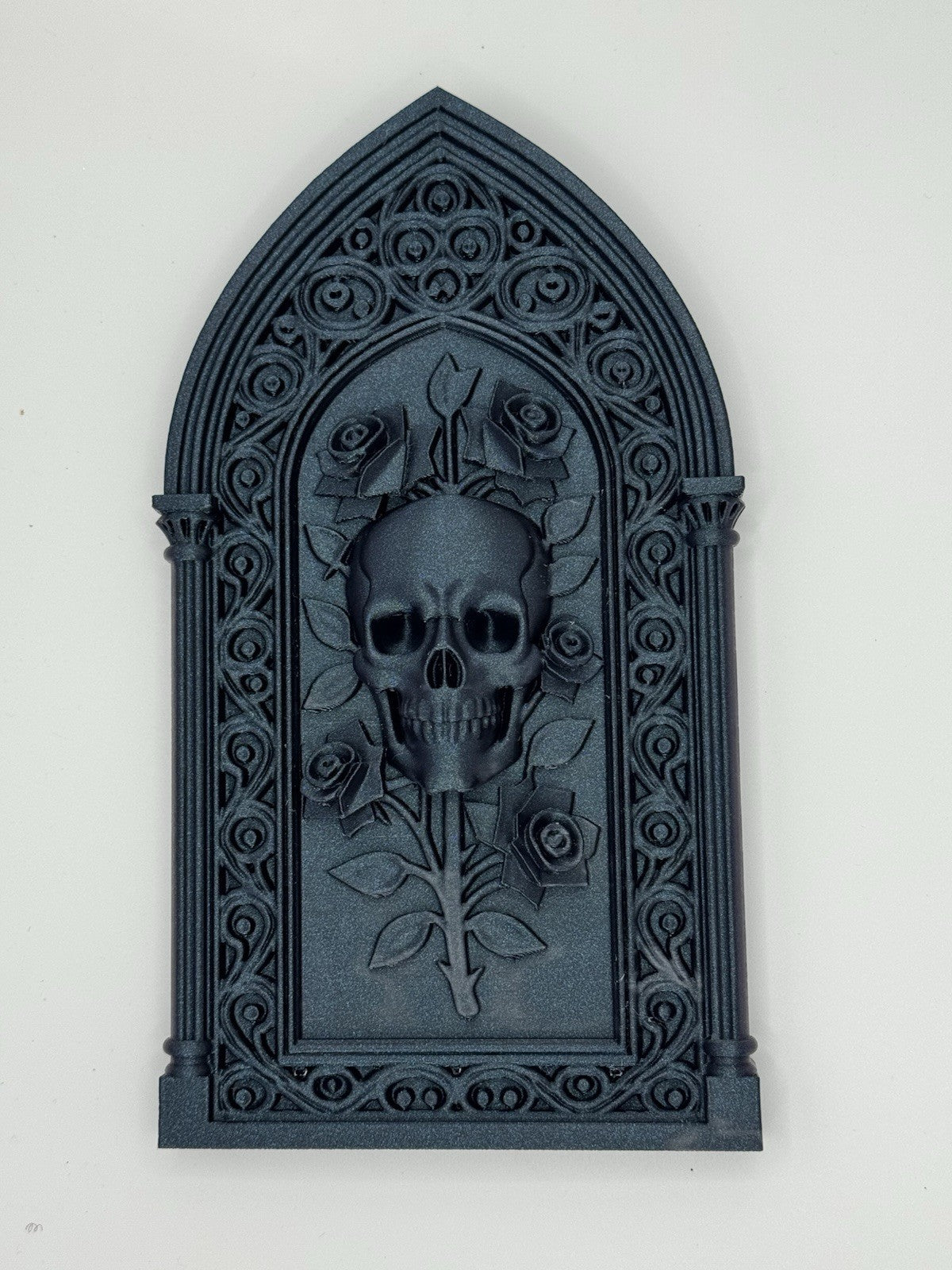 Gothic Skull & Roses Wall Plaque Galaxy Black – Skull Rose Art Panel Home Decor