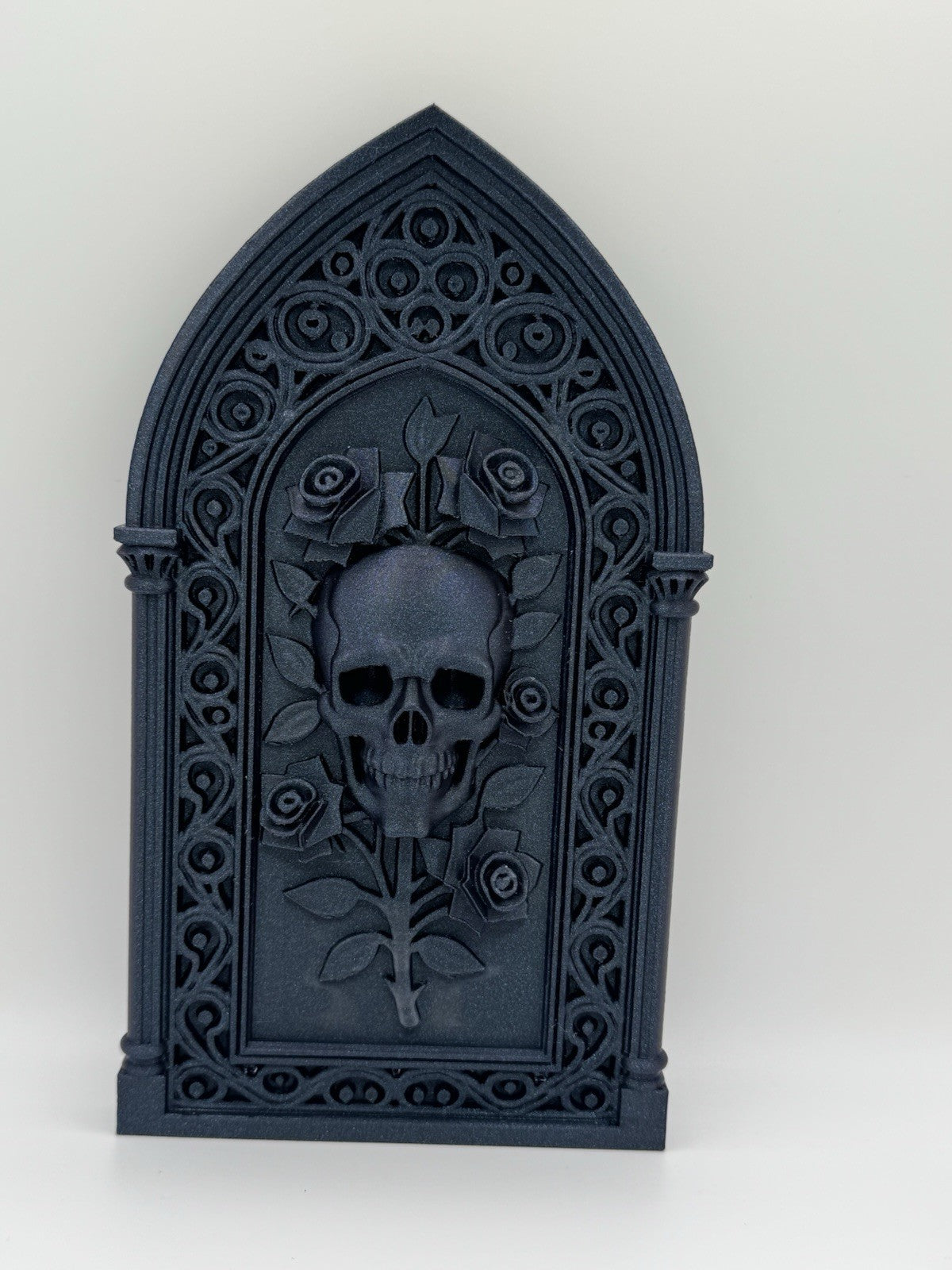 Gothic Skull & Roses Wall Plaque Galaxy Black – Skull Rose Art Panel Home Decor