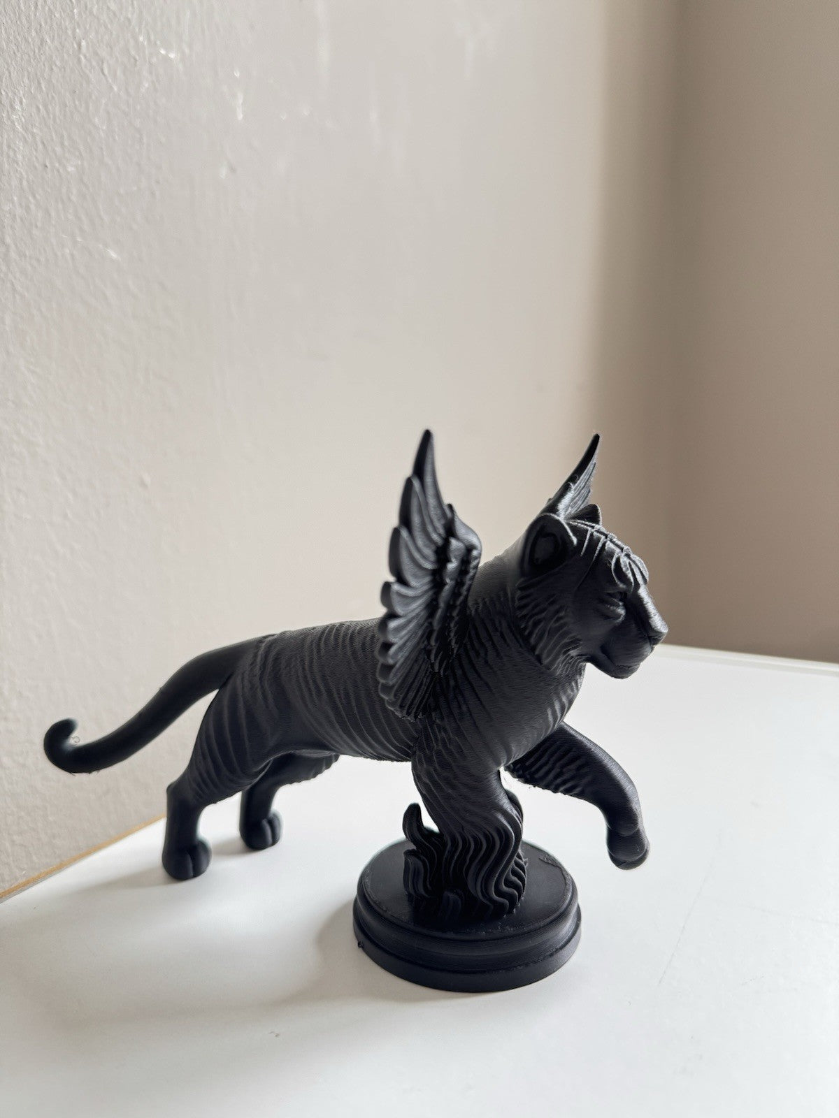 Gothic Tiger Statue - Black Wild Cat Figurine, Dark Animal Home Decor