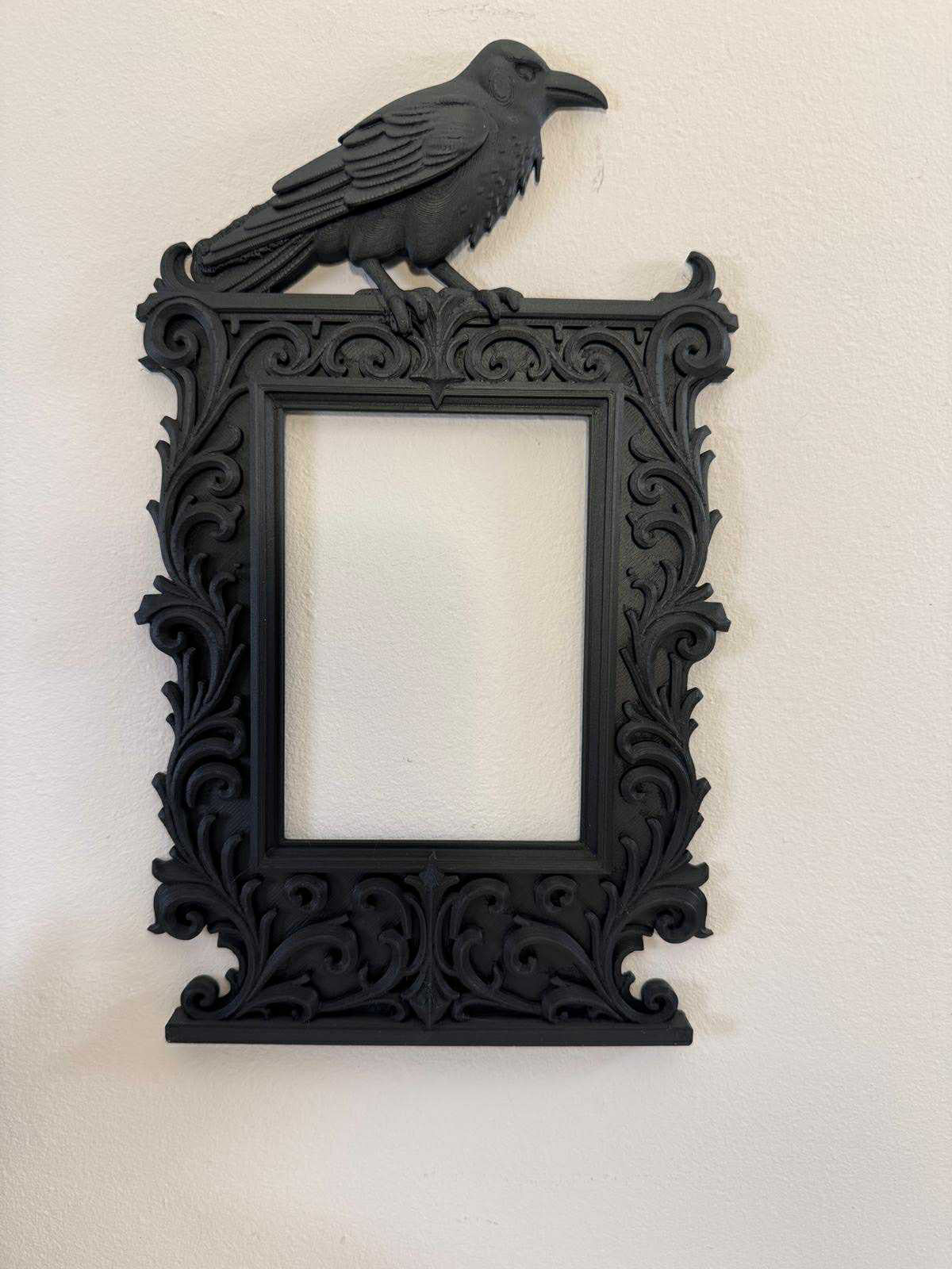 Gothic Raven Picture Frame | Dark Aesthetic Photo Frame | Crow Wall Decor | Vict