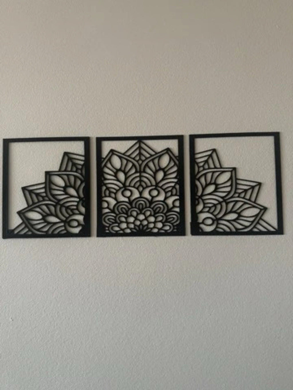 Mandala Wall Art - Black 3 Piece Set - Minimalist Yoga Wall Art