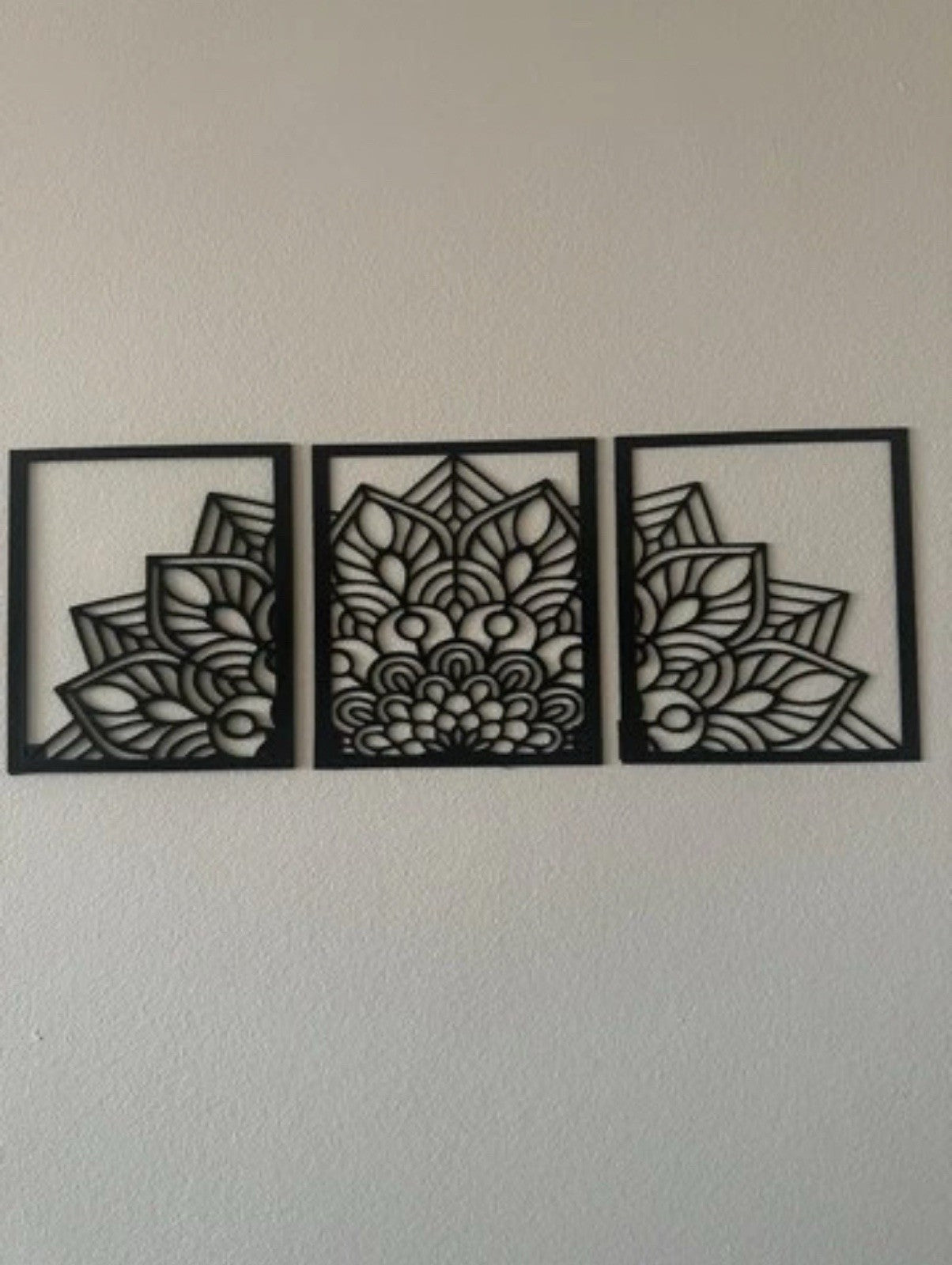 Mandala Wall Art - Black 3 Piece Set - Minimalist Yoga Wall Art