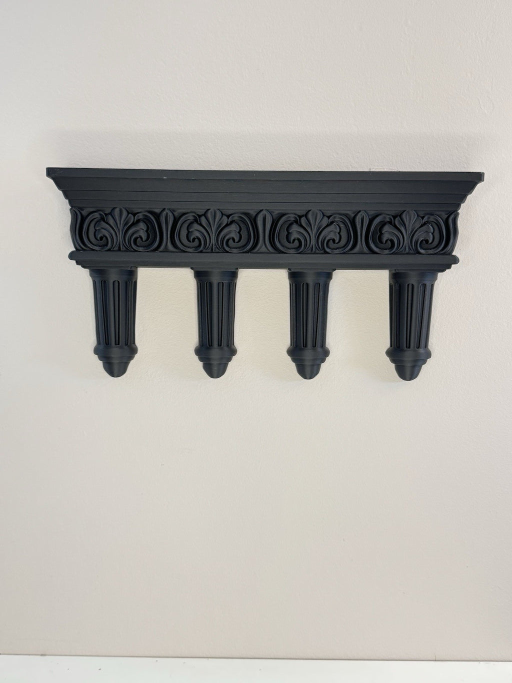 Gothic Black Roman Wall Shelf | Ornate Column Floating Shelf | Dark Home Décor