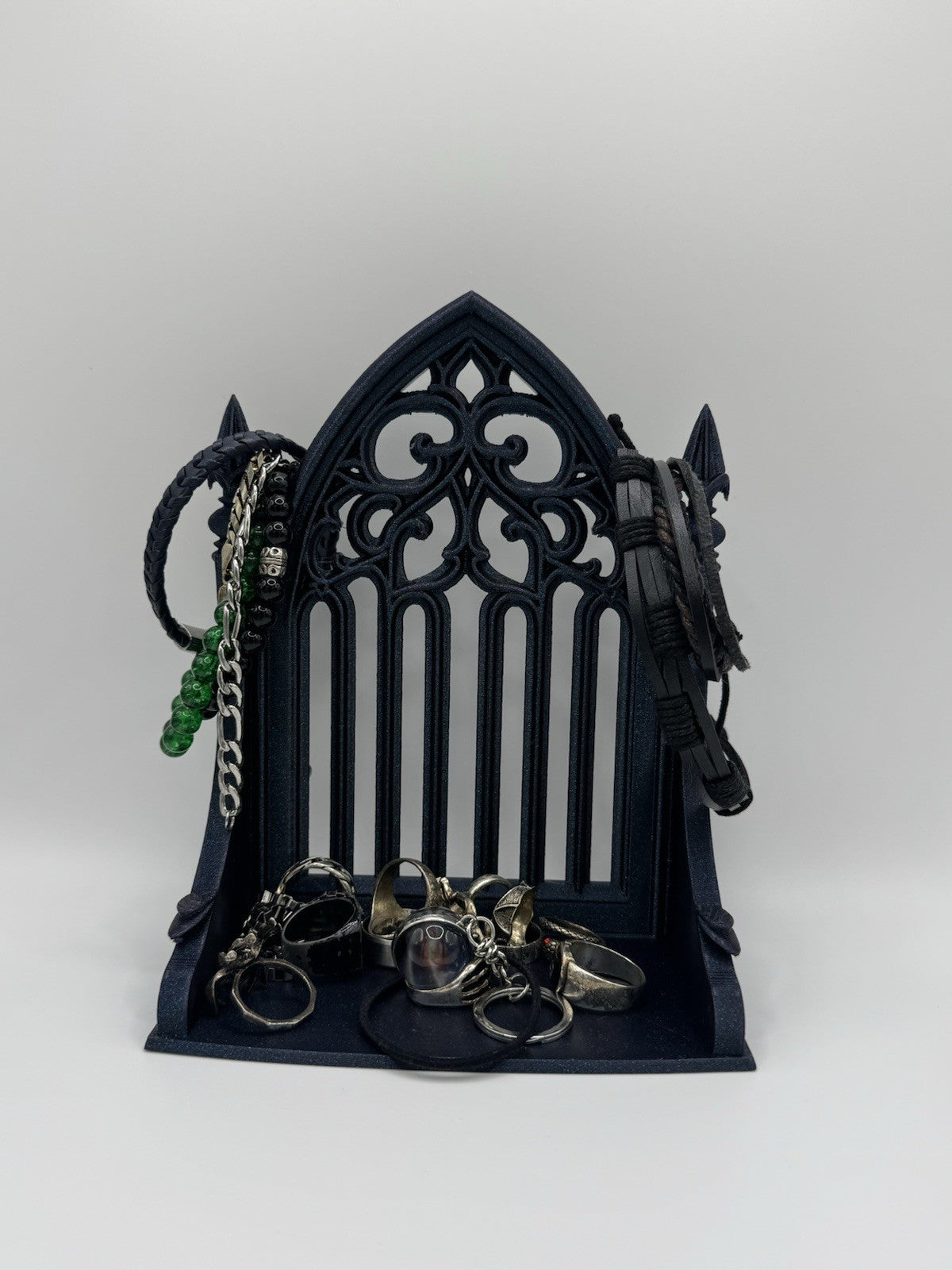 Gothic Galaxy Black Jewelry Stand | Cathedral Style Ring & Bracelet Holder Decor