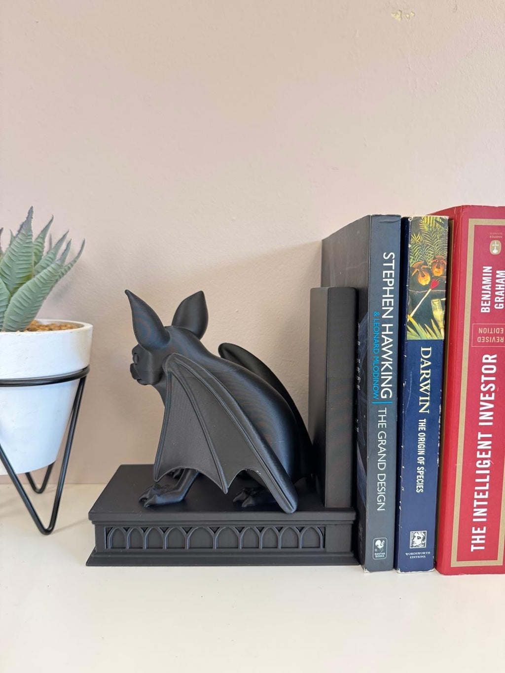 Bat Book End – Book Shelf Insert & Bookend, Gothic Decor.