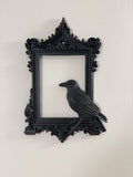 Gothic Black Raven Wall Art Frame –Dark Crow Home Decor, Halloween Gift 23x14 Cm