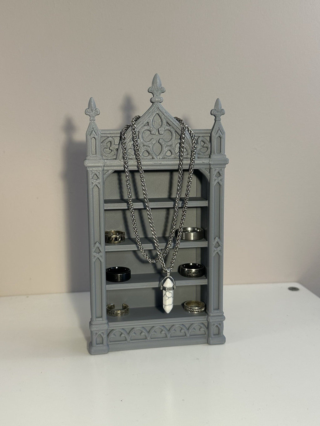 Gothic Cathedral Jewellery Shelf | Dark Academia Ring & Necklace Display