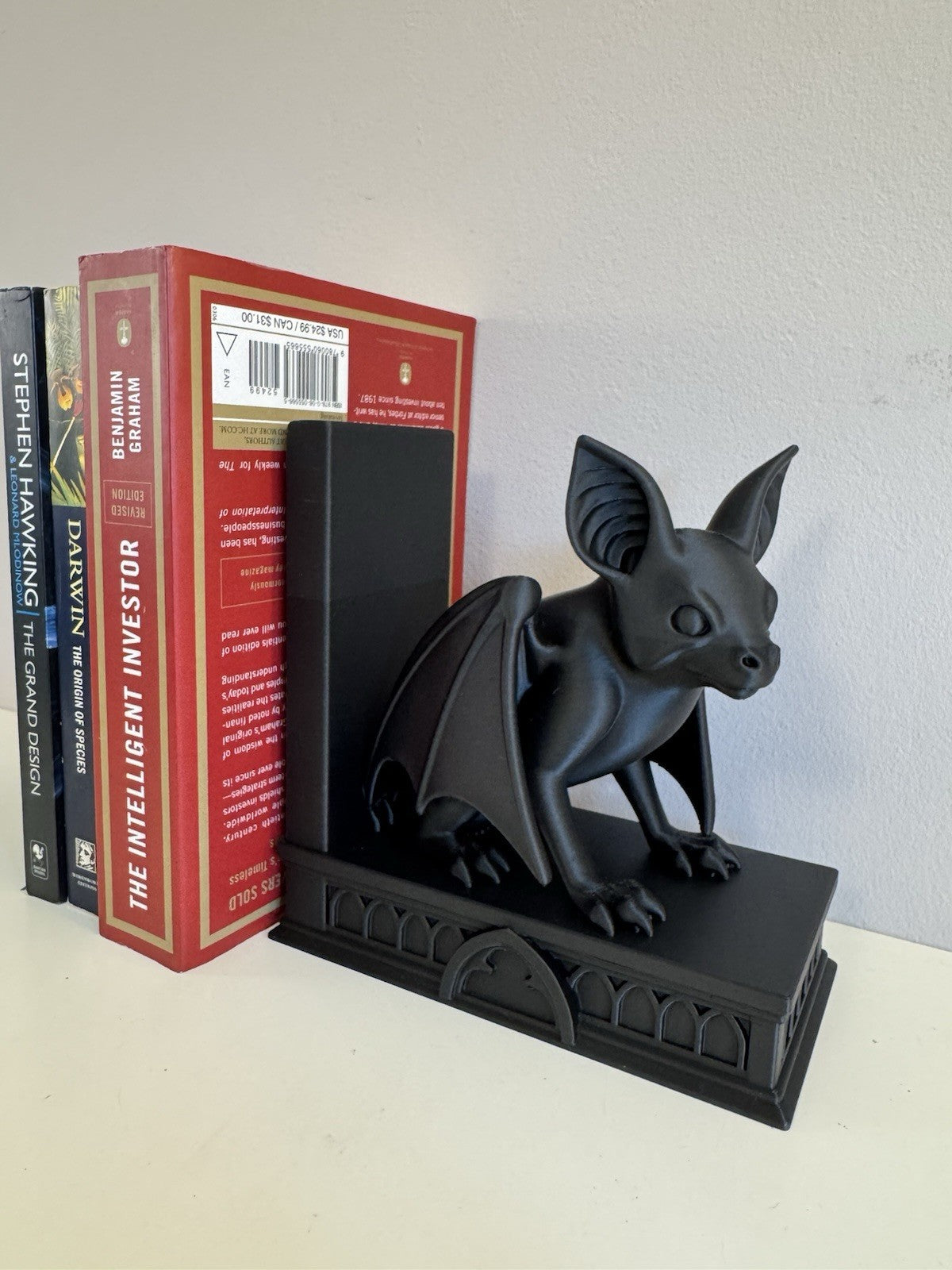 Bat Book End – Book Shelf Insert & Bookend, Gothic Decor.
